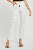 RISEN-0-3X-High Rise Button Fly Straight Ankle Jeans