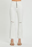 RISEN-0-3X-High Rise Button Fly Straight Ankle Jeans