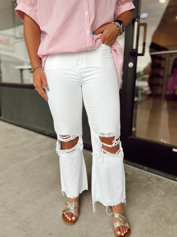 90's Vintage Crop Flare Jeans